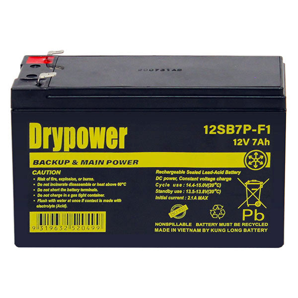 Drypower 12SB7P-F1 12V 7Ah Sealed Lead Acid Kart Battery